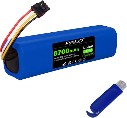 Palogreen BRR-2P4S-5200S بطارية بديلة 6700 مللي أمبير في الساعة لـ Xiaomi Mijia Xiaowa Roborock S50 S51 S52 S55 MiJia S5 S6 Pure T4 T6 الجيل الأول والثاني من المكنسة الكهربائية الروبوتية in Kuwait