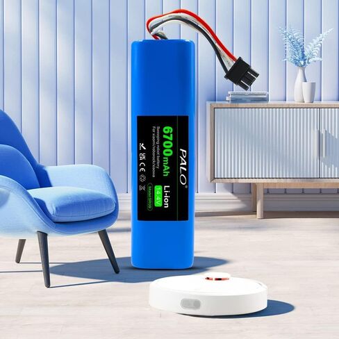 Palogreen BRR-2P4S-5200S بطارية بديلة 6700 مللي أمبير في الساعة لـ Xiaomi Mijia Xiaowa Roborock S50 S51 S52 S55 MiJia S5 S6 Pure T4 T6 الجيل الأول والثاني من المكنسة الكهربائية الروبوتية in Kuwait