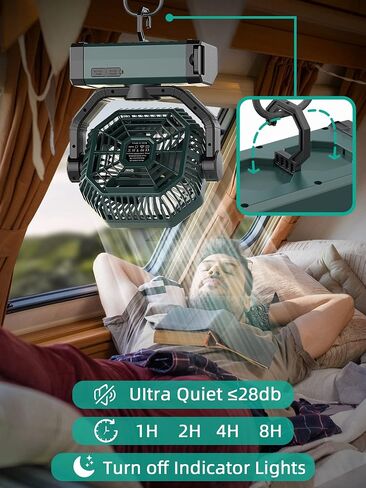 Portable Rechargeable Fan - 9-Inch Camping Fan for Tent, 24000mAh(60Hrs) Battery Operated Fan for Camping, Auto Oscillation Cordless Fans, Tent Fan with Remote/Light, 4 Speeds, 4 Timing, Outdoor in Kuwait