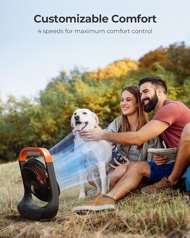 20000mAh Camping Fan with LED Lantern, 8 Inch Portable Tent Fan with 4 Speeds, Rechargeable Battery Fan for Fishing, Outdoor, Hurricane in Kuwait