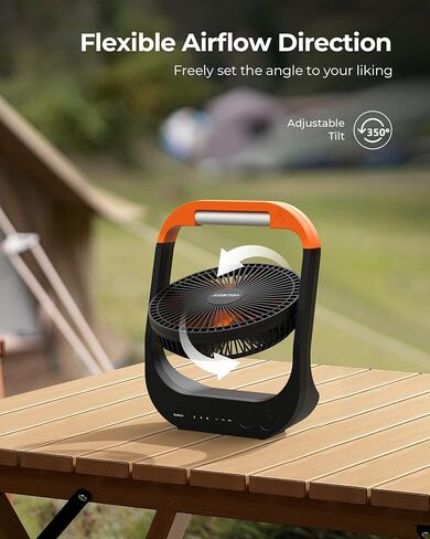 20000mAh Camping Fan with LED Lantern, 8 Inch Portable Tent Fan with 4 Speeds, Rechargeable Battery Fan for Fishing, Outdoor, Hurricane in Kuwait