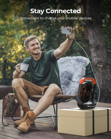 20000mAh Camping Fan with LED Lantern, 8 Inch Portable Tent Fan with 4 Speeds, Rechargeable Battery Fan for Fishing, Outdoor, Hurricane in Kuwait