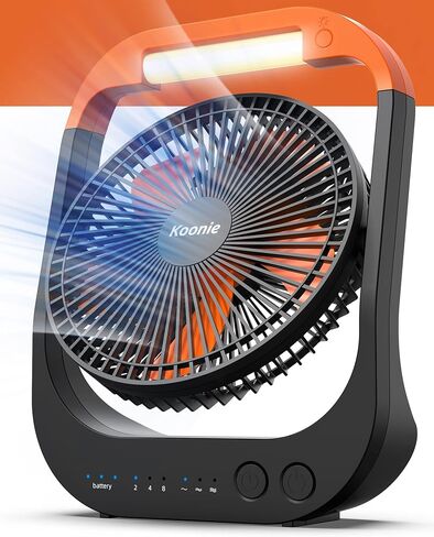 Konnie 8 inch Camping Fan with LED Lantern, 90hrs 20000mAh Rechargeable Battery USB Fan with 4 Speeds 350°Head Rotation, Desk Table Fan for Outdoor Tent Travel Picnic in Saudi Arabia