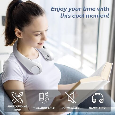 Neck Fans Portable Rechargeable, Cooling Neck Air Conditioner, USB-C Personal Fan, Cordless neck fan 3 Speeds cordless Hanging Neck Fan, 360° Cooling Neck Cooler For hot weather in Kuwait