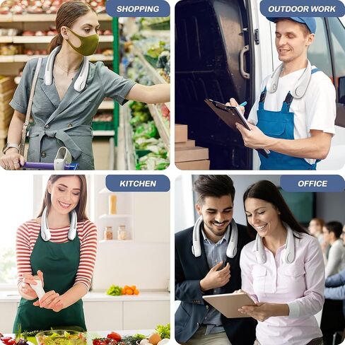 Neck Fans Portable Rechargeable, Cooling Neck Air Conditioner, USB-C Personal Fan, Cordless neck fan 3 Speeds cordless Hanging Neck Fan, 360° Cooling Neck Cooler For hot weather in Kuwait