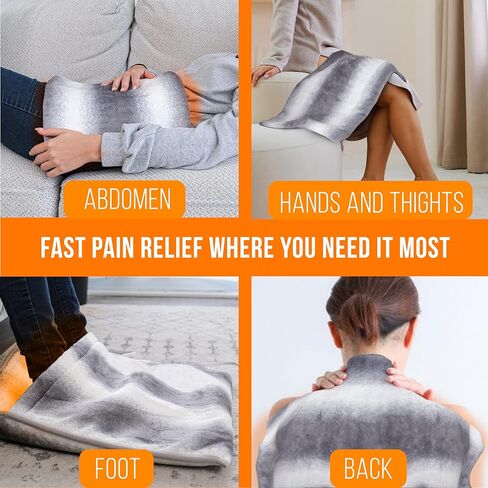 وسادة تدفئة فاخرة للقدمين | جهاز تدفئة القدمين مع إيقاف تلقائي و3 إعدادات للحرارة | بطانية كهربائية لتدفئة أصابع القدم تحت المكتب أو السرير، رمادي 22 بوصة × 20 بوصة in Kuwait