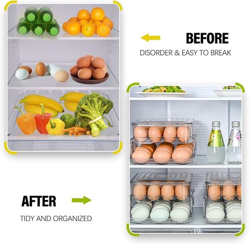 Raweao Large Capacity Egg Holder For Refrigerator - 40 Egg Fridge Organizers Holder, 2 Layers Folding Egg Storage Container for Refrigerator, Egg Holder & Egg Tray in Saudi Arabia