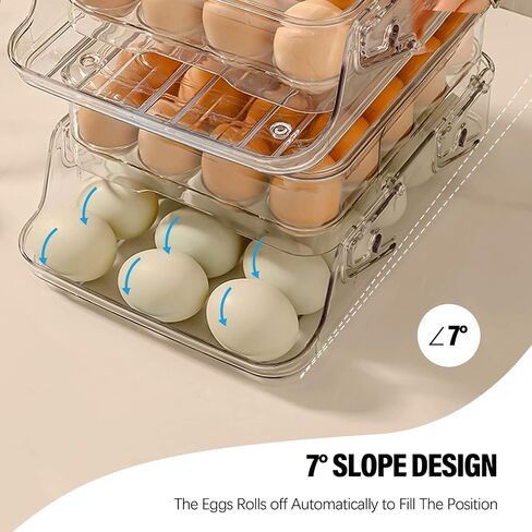 Raweao Large Capacity Egg Holder For Refrigerator - 40 Egg Fridge Organizers Holder, 2 Layers Folding Egg Storage Container for Refrigerator, Egg Holder & Egg Tray in Saudi Arabia
