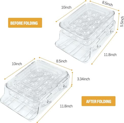 Raweao Large Capacity Egg Holder For Refrigerator - 40 Egg Fridge Organizers Holder, 2 Layers Folding Egg Storage Container for Refrigerator, Egg Holder & Egg Tray in Saudi Arabia