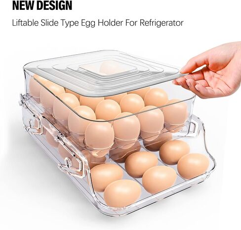 Raweao Large Capacity Egg Holder For Refrigerator - 40 Egg Fridge Organizers Holder, 2 Layers Folding Egg Storage Container for Refrigerator, Egg Holder & Egg Tray in Saudi Arabia