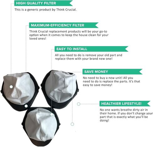 استبدال مكنسة كهربائية حاسمة فلتر كأس غبار متوافق مع جزء القرش # XF769، XSB726N ونماذج SV728NC، SV728N-1، SV736، SV738، SV738C، SV738CV، SV748، SV726N، SV728N، SV719، SV736R، SV736CR (3 عبوات) in Kuwait