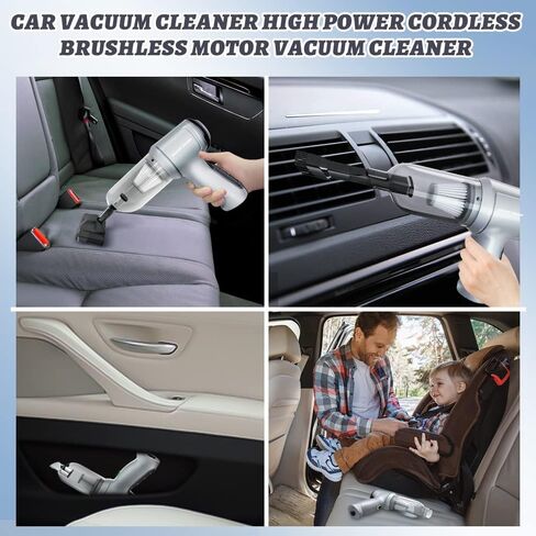 Tipcoo Cordless Car Vacuum Cleaner -3-in-1 Handheld Vacuum Cleaner with Brushless Motor, 15000PA High Power Mini Vacuum Cleaner for Car/Office/Home, to inflate/Deflate for Swimming Ring/Vacuum Bag in Kuwait