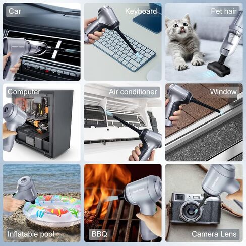 Tipcoo Cordless Car Vacuum Cleaner -3-in-1 Handheld Vacuum Cleaner with Brushless Motor, 15000PA High Power Mini Vacuum Cleaner for Car/Office/Home, to inflate/Deflate for Swimming Ring/Vacuum Bag in Kuwait