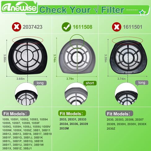 Anewise 4 عبوات 2033 استبدال فلتر وزن الريشة لبيسيل ريشة الوزن عصا خفيفة الوزن بدون كيس مكنسة 2033، 20331، 20333، 20334، 20336، 20339، 2033M، قارنه بالجزء #1611508 in Kuwait