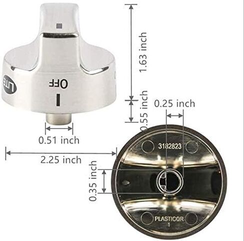 مقبض استبدال الموقد السطحي 318282310 من Aebor متوافق مع بعض نطاق غاز فريجيدير كينمور/الفرن/الموقد (قطعتان) in Kuwait