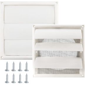 غطاء فتحة تهوية 4 انش و6 انش لمخرج الهواء الخارجي على الحائط مع 8 براغي لسهولة التركيب (بلاستيك، ابيض) in Kuwait