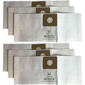 حقيبة مكنسة كهربائية بديلة من Crucial - متوافقة مع Shop Vac Part # 9066800، 7 بوصة × 6.6 بوصة × 0.9 بوصة - تناسب موديلات Shop-Vac من النوع B، مكنسة كهربائية رطبة وجافة سعة 2 جالون - كبيرة الحجم (6 عبوات) in Kuwait