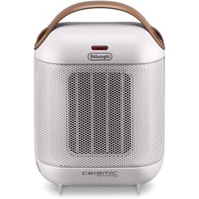 DeLonghi Capsule Electric Space Heater, 1500w compact and stylized portable space heater for indoor use in office bedroom, thermostat, ceramic heater, fan only option, safety features, HFX30C15