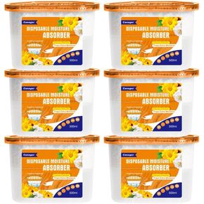 Fragrance Free Moisture Absorber Box,Odor Eliminator and Dehumidifier Boxes for Closet,Bedroom,Kitchen,Bathroom-6 Packs,Cups - Traps Moisture for Fresher, Cleaner Air