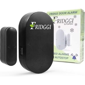 FRIDGGI - منبه باب الفريزر مع تأخير عند تركه مفتوحًا، تذكير 60 ثانية، 120 ثانية، 180 ثانية، إنذار أو رنين باب الثلاجة والثلاجة، منخفض/عالٍ من 80 ديسيبل إلى 110 ديسيبل (أبيض)