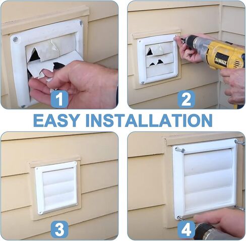 غطاء فتحة تهوية 4 انش و6 انش لمخرج الهواء الخارجي على الحائط مع 8 براغي لسهولة التركيب (بلاستيك، ابيض) in Kuwait