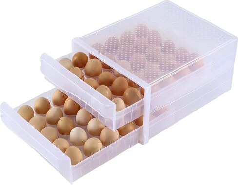 Cq acrylic Egg Container for Refrigerator,1 Tier 30 Egg Organizer Holder for Refrigerator organization,Clear Stackable Egg Dispenser, Plastic Egg Storage Bins for Fridge Organizers and Storage,1Pc in Saudi Arabia