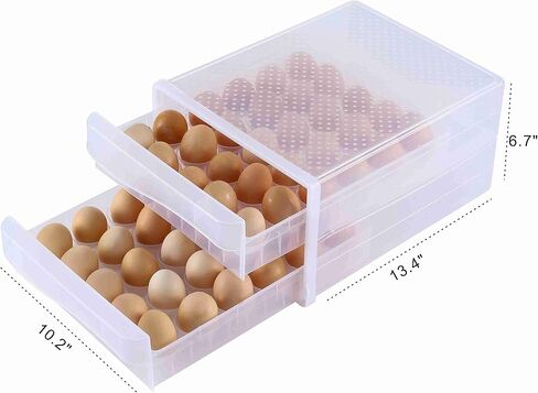 Cq acrylic Egg Container for Refrigerator,1 Tier 30 Egg Organizer Holder for Refrigerator organization,Clear Stackable Egg Dispenser, Plastic Egg Storage Bins for Fridge Organizers and Storage,1Pc in Saudi Arabia