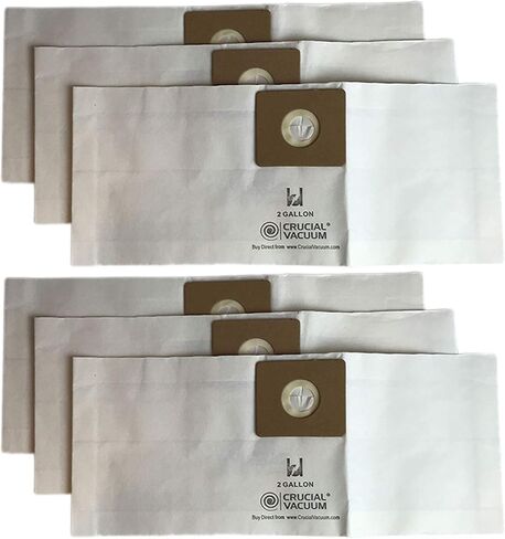 حقيبة مكنسة كهربائية بديلة من Crucial - متوافقة مع Shop Vac Part # 9066800، 7 بوصة × 6.6 بوصة × 0.9 بوصة - تناسب موديلات Shop-Vac من النوع B، مكنسة كهربائية رطبة وجافة سعة 2 جالون - كبيرة الحجم (6 عبوات) in Kuwait