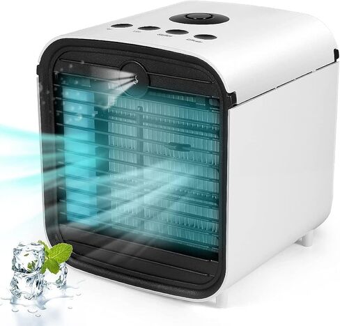 Portable Air Conditioners, 4-in-1 Air Cooler with LED Light and Purifier, Mini Personal Evaporative Cooler for Home & Office Desk Outdoors Travel (White) in Saudi Arabia