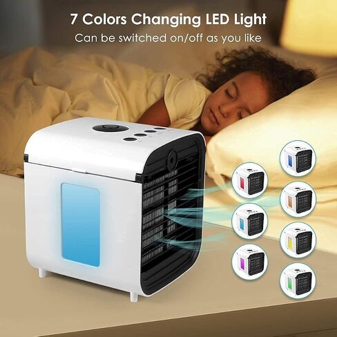 Portable Air Conditioners, 4-in-1 Air Cooler with LED Light and Purifier, Mini Personal Evaporative Cooler for Home & Office Desk Outdoors Travel (White) in Saudi Arabia