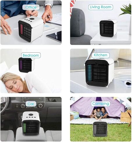 Portable Air Conditioners, 4-in-1 Air Cooler with LED Light and Purifier, Mini Personal Evaporative Cooler for Home & Office Desk Outdoors Travel (White) in Saudi Arabia