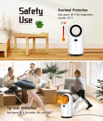WAPEMORK Space Heater for Personal Use, Portable Indoor Electric Heaters, Small Bladeless Heater Fan with Adjustable Comfort Control Thermostat, Safe and Quiet for Bathroom Office Desk Baby Room in Saudi Arabia