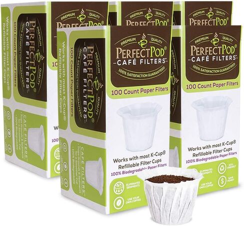 Perfect Pod Café Filter Paper Liners for Reusable K-Cup Coffee Pods, 100 Ct | 100% Biodegradable Paper, Fits Most Refillable Coffee Pods, Traps Sediment and Oils for Smoother Coffee and Easy Cleanup in Kuwait
