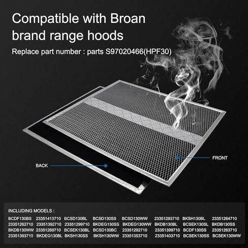 فلتر غير انبوبي لغطاء محرك السيارة S97020466 مقاس 14.6×12.9 انش متوافق مع فلتر برون رينج لفلتر الفحم بديل الشحوم 30 انش نوع XC مع مشابك، لسلسلة برون نوتون HPF30 - عبوتان in Kuwait