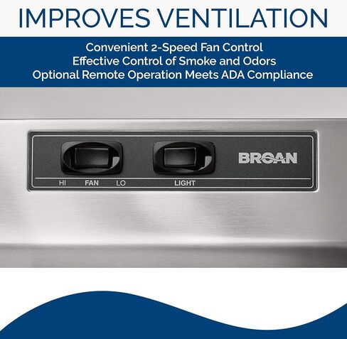 Broan-NuTone Economy 30-inch Under-Cabinet Easy Install Range Hood with 2-Speed Exhaust Fan and Light, 230 Max Blower CFM, White in Kuwait
