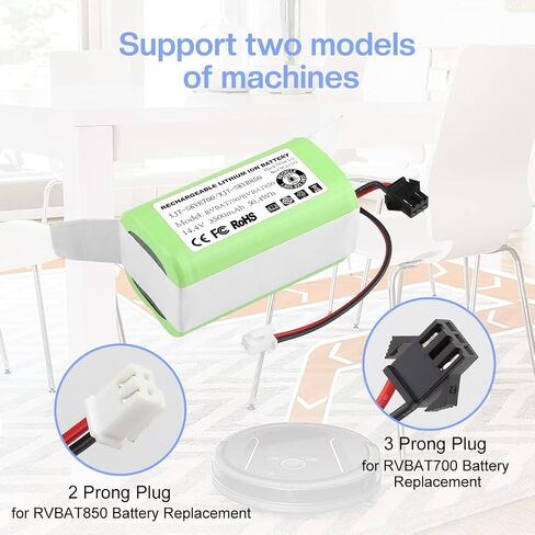 Powilling Upgraded 2 in 1 3.0Ah Replacement for Shark Ion Robot RVBAT850 RVBAT700 Battery 14.4V with 2Prong and 3Prong Compatible with RV700,R75,R85,RV720,RV725,RV750,RV850,UR1000SR,RV700_N Model in Saudi Arabia