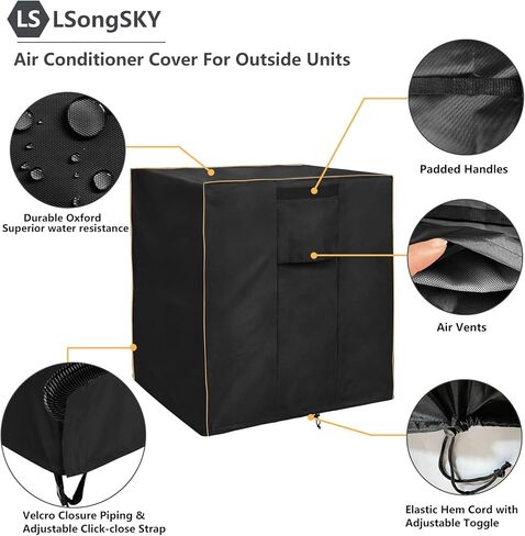 غطاء مكيف الهواء LSongSKY للوحدات الخارجية، غطاء مكيف هواء خارجي مقاوم للماء وشديد التحمل، يناسب حتى 36 × 36 × 39 بوصة، بيج ورمادي وأخضر in Kuwait
