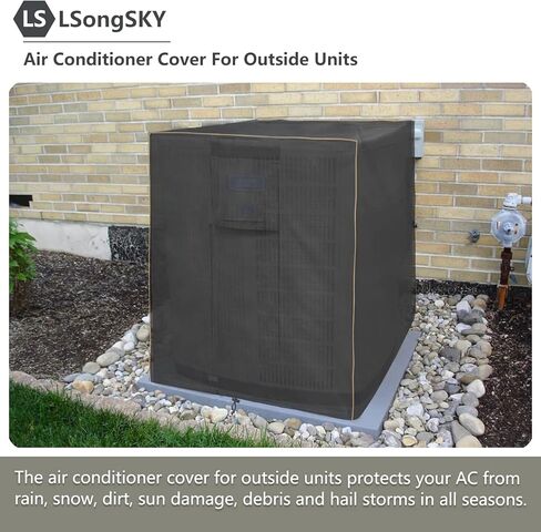 غطاء مكيف الهواء LSongSKY للوحدات الخارجية، غطاء مكيف هواء خارجي مقاوم للماء وشديد التحمل، يناسب حتى 36 × 36 × 39 بوصة، بيج ورمادي وأخضر in Kuwait