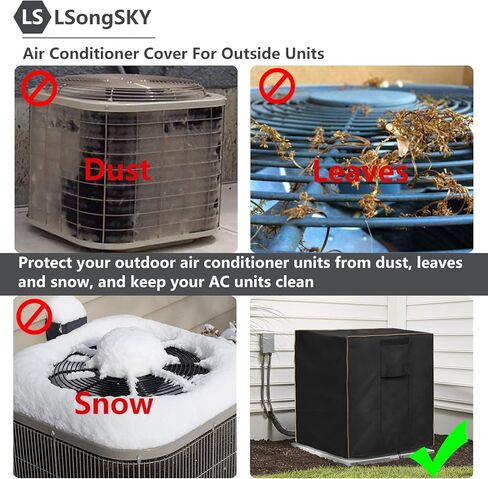 غطاء مكيف الهواء LSongSKY للوحدات الخارجية، غطاء مكيف هواء خارجي مقاوم للماء وشديد التحمل، يناسب حتى 36 × 36 × 39 بوصة، بيج ورمادي وأخضر in Kuwait