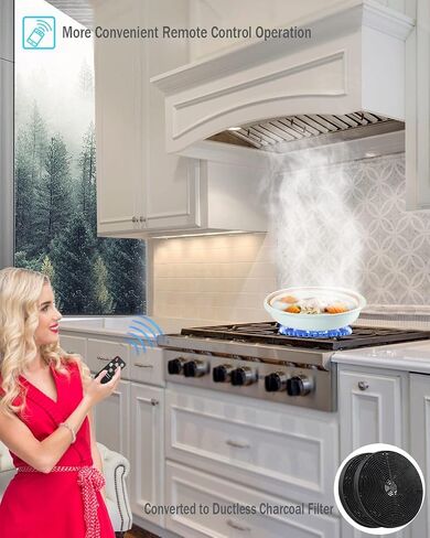 MCBON Range Hood Insert 36 inch, 950 CFM Range Hood Insert, Remote Control Insert Range Hood, 4-Speed Vent Hood Insert, Heat Sensor & Touch Panel, Ducted/Ductless Hood Range Insert, Stainless Steel in Kuwait
