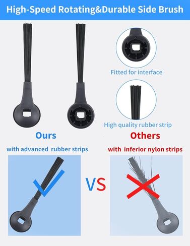 فرشاة جانبية بديلة تناسب القرش AV2501S، AV2501AE، RV2502AE، RV2520AOUS، AV2510AOUS AI Robotic Vacuum، قطع غيار مكنسة Shark Robot الكهربائية، ملحقات القرش، حزمة من 6 in Kuwait