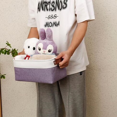 سلال تخزين قماشية لتنظيم الارفف والخزانات والغسيل والحضانة، سلال مزخرفة للهدايا الفارغة (11.8 × 7.8 × 5.9 انش - 6 قطع، بيج) in Kuwait