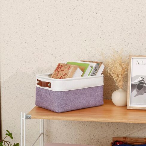 سلال تخزين قماشية لتنظيم الارفف والخزانات والغسيل والحضانة، سلال مزخرفة للهدايا الفارغة (11.8 × 7.8 × 5.9 انش - 6 قطع، بيج) in Kuwait
