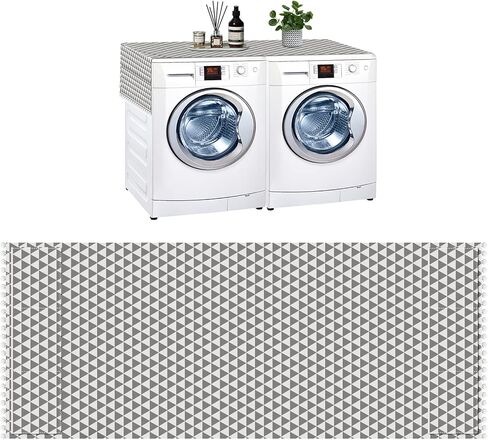 Washer And Dryer Covers for The Top, Fridge Dust Cover Washing Machine Cover With Storage Bags Washing Machine Protector Mat for Home and Kitchen Laundry 27.5 * 67in(Gray, Triangle) in Saudi Arabia