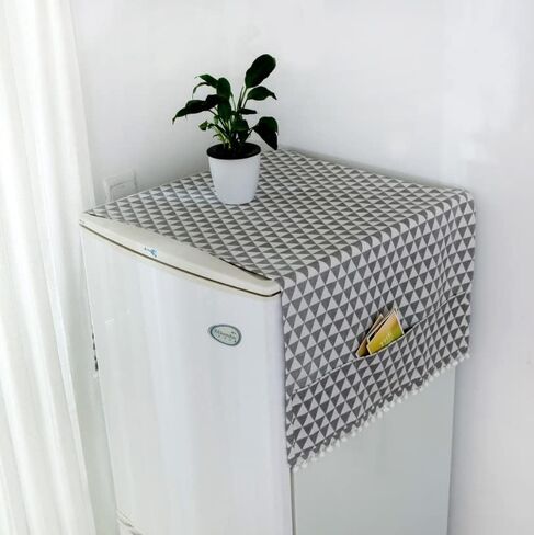 Washer And Dryer Covers for The Top, Fridge Dust Cover Washing Machine Cover With Storage Bags Washing Machine Protector Mat for Home and Kitchen Laundry 27.5 * 67in(Gray, Triangle) in Saudi Arabia