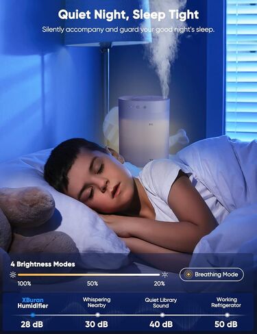 مرطب هواء Xburan Cool Mist لغرفة النوم، مرطب هواء بملء علوي 3.5 لتر وموزع للزيوت العطرية مع إضاءة محيطة، 3 مستويات رذاذ، تشغيل هادئ، مدة 32 ساعة، مرطبات لنباتات الأطفال في الغرف الكبيرة، أبيض in Saudi Arabia