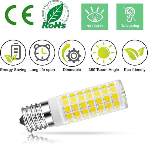 TAIYALOO LED Microwave Light Bulbs Under Hood 60W Equivalent, E17 LED Bulb Dimmable for Range Hood, Refrigerator, 7W 630 Lumens, LED Appliance Light Bulb Over Stove, Daylight White 6000K, 2 Pack in Kuwait
