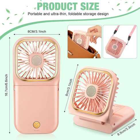 2 Pcs Foldable Fan Small Portable Mini Fan USB Neck Quiet Fan Handheld Personal Battery Operated 3 Speeds Desk Fan for Home Office Outdoor Travel (Black, F30 with Power Bank) in Saudi Arabia