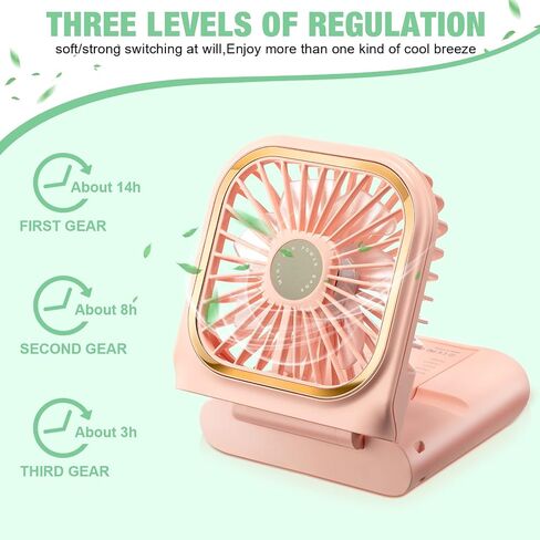 2 Pcs Foldable Fan Small Portable Mini Fan USB Neck Quiet Fan Handheld Personal Battery Operated 3 Speeds Desk Fan for Home Office Outdoor Travel (Black, F30 with Power Bank) in Saudi Arabia