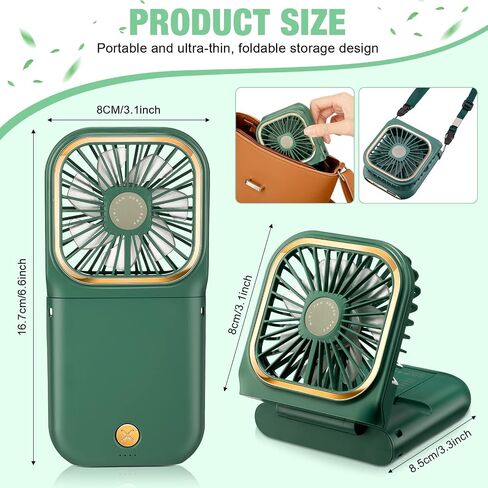 2 Pcs Foldable Fan Small Portable Mini Fan USB Neck Quiet Fan Handheld Personal Battery Operated 3 Speeds Desk Fan for Home Office Outdoor Travel (Black, F30 with Power Bank) in Saudi Arabia